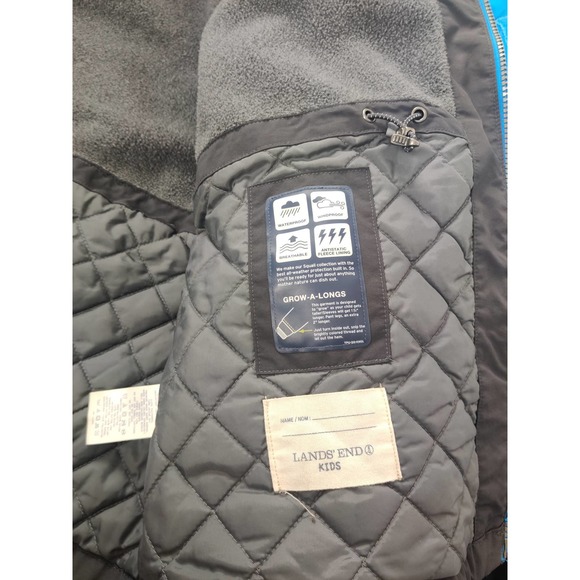 (V) Lands' End Coat Squall Jacket Parka Youth L Size 14-16 BLUE/ GRAY WATERPROOF - Picture 11 of 11